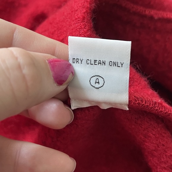 Vtg Marisa Christina Wool Wrap Cardigan Womens S Red Ruffle Collar Hem Dopamine - Picture 10 of 12